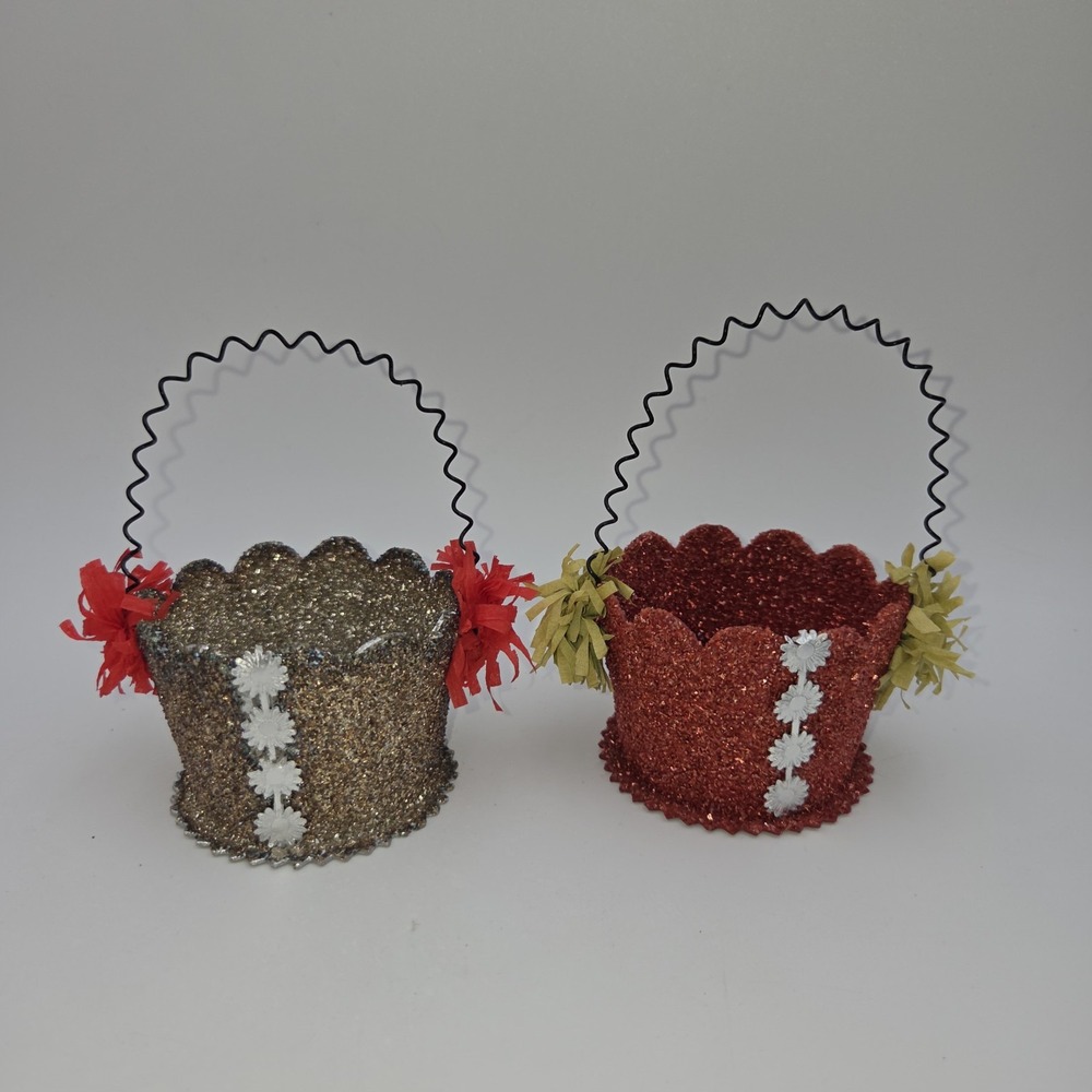 Lots of 5 Wendy Addison Original Gift Basket Paper Mache Christmas Decoration - Picture 5 of 8